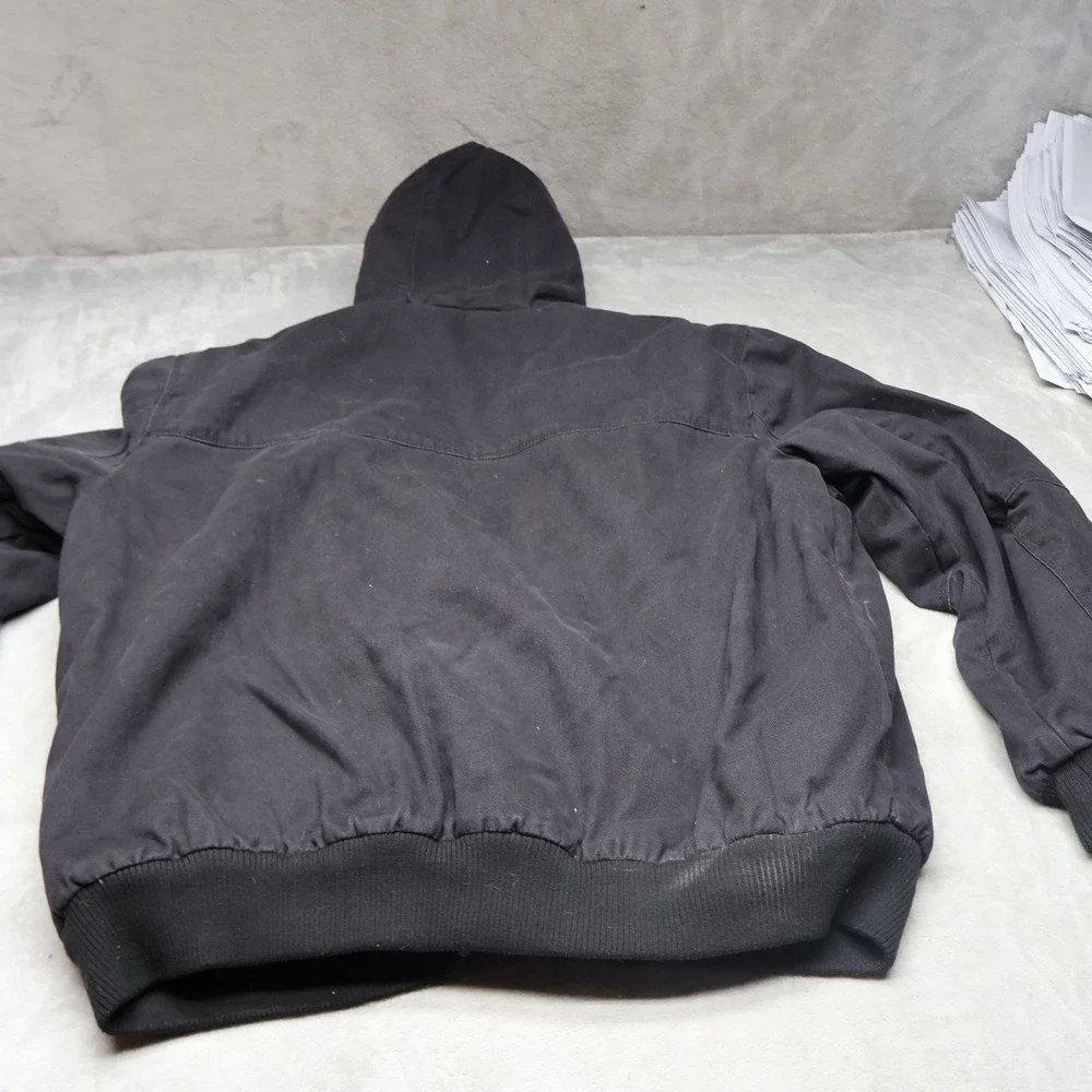 Levis Jacket Men XXL Black Canvas Sherpa Lined Hooded Rugged Work Field Full Zip